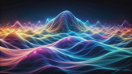 Obraz premium Fractal waves visualization , fractal, waves, abstract, digital art, pattern, design, geometric, symmetry, colorful