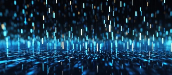 Abstract Blue and Gold Light Rain