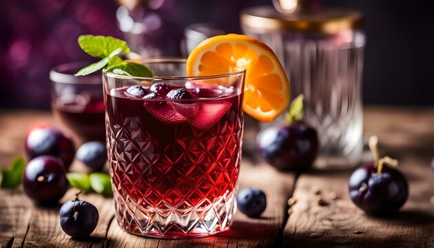  Red Sloe Gin Liqueur in a Glass