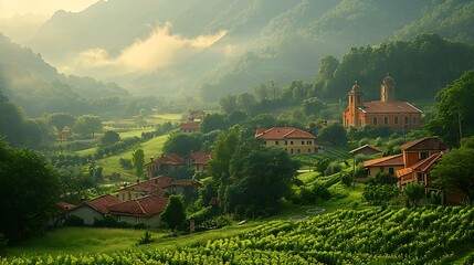 A picturesque village in the countryside, 
