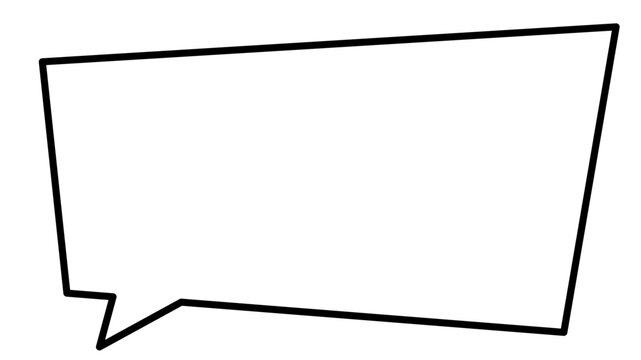 吹き出し　単体　シンプル　イラスト　ベクター　四角　白　黒縁