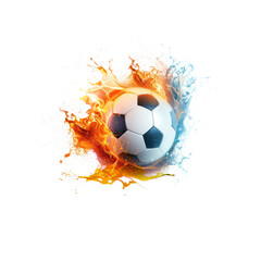 Fototapeta premium Fiery Soccer Ball with Splash on Transparent Background