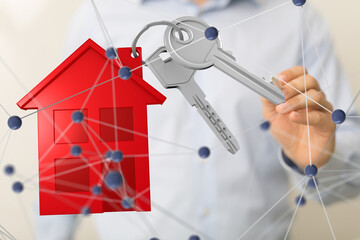 home choice Big data and artificial intelligence concept. Machine learning and cyber mind domination