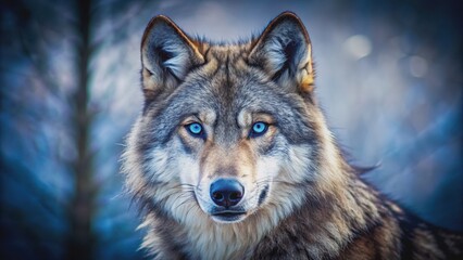 Fototapeta premium Majestic wolf with enchanting blue eyes, wolf, animal, wildlife, nature, blue eyes, mystical, magical, enchanting