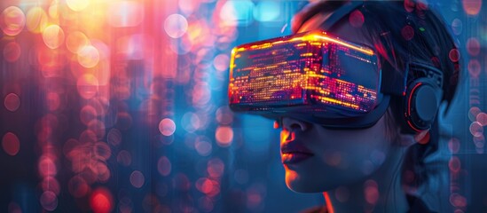 Woman in a Futuristic Virtual Reality Headset