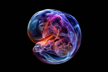 Captivating 3D Rendering of a Human Embryo at Eight Cell Stage with Deep Black Background