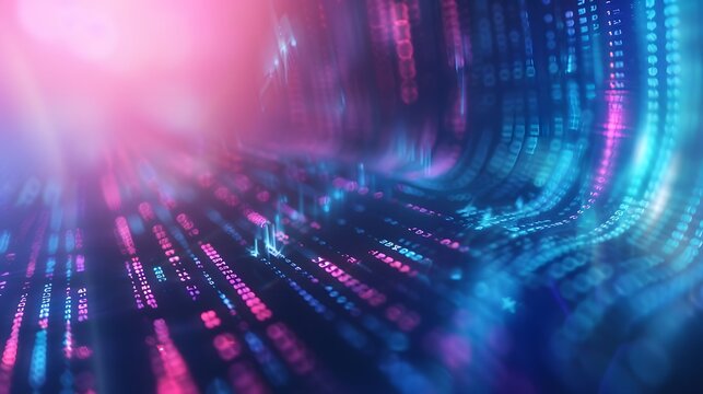 A modern, holographic background with a high-tech vawe and cyber feel. The sleek, metallic circuit in vibrant pink and blue is dynamic and innovative. Perfect for a digital image.