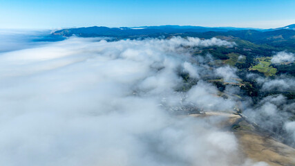 Fog over the bay and ocean