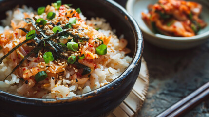 Korean dish with rice and vegetables