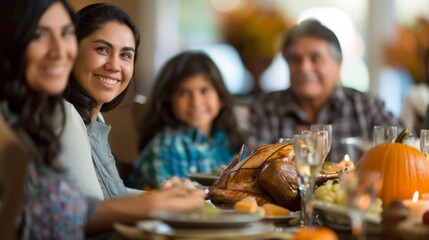 Happy Thanksgiving day. Family dinner background illustrration generated by ai