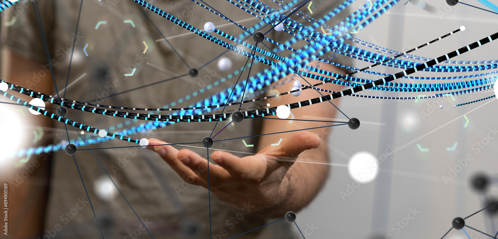 Poster conference digital network and data concept 3d