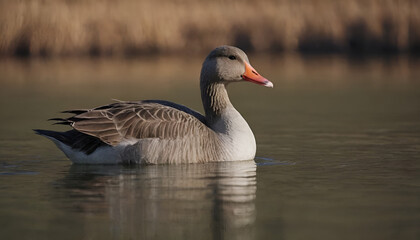 Fototapeta premium greylag goose on the water