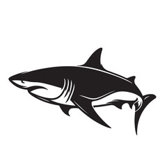 a black silhouette singal line shark with white background