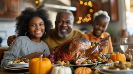 Happy Thanksgiving day. Family dinner background illustration generated by ai