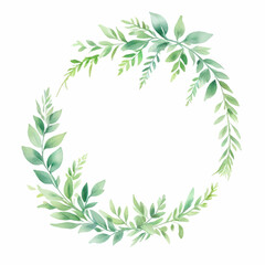 Watercolor Eucalyptus Leaves Wreath Illustration Green