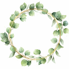 Watercolor Eucalyptus Leaves Wreath Illustration Green, Wedding Leaves