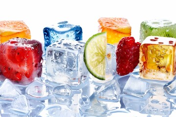 Vibrant Frozen Fruit and Ice Cubes Reflecting Freshness and Vitality