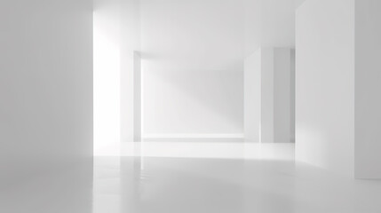 Fototapeta premium Minimalist white interior space, corridors, corridors, and architectural spaces