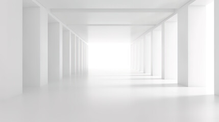 Fototapeta premium Minimalist white interior space, corridors, corridors, and architectural spaces
