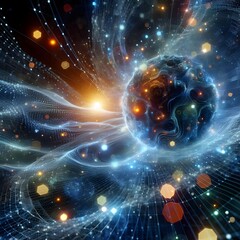 Obraz premium Abstract Cosmic Energy and Celestial Bodies in Space