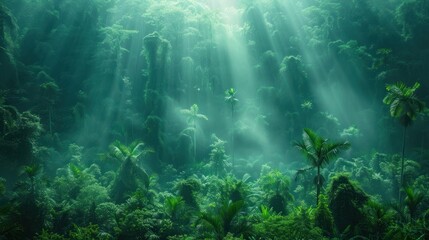 Fototapeta premium Deep tropical jungles of Southeast Asia in august