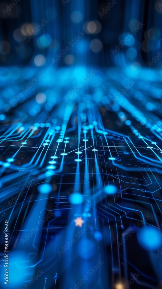 Poster artificial neurons, global data connections. abstract technology background of a quantum computing s