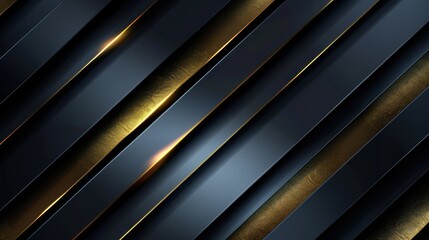 Obraz premium Abstract black and gold diagonal lines with glowing edges