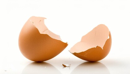 Close-Up of Broken Egg Isolated on White Background