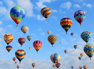 Obraz premium Colorful Hot Air Balloons Flying in the Sky