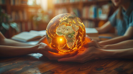 Hands Holding Glowing Earth: Protect and Save on World Earth Day, April 22
