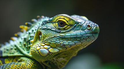 Fototapeta premium Green lizard close up shot