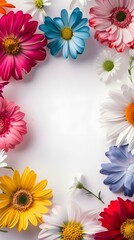 Colorful Flowers Background Frame