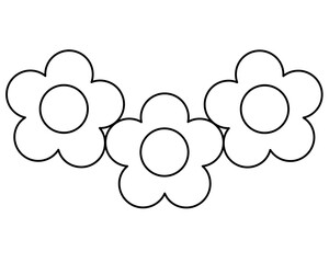 A simple wreath of three flowers - a vector linear picture for coloring. Outline. Wreath of simple flowers	