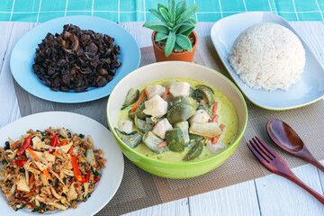Set of dishes for healthy food on white background. Vegetarian food concept. Set of healthy vegetarian food. Vegetables, fruit, seeds, cereals, beans, spices, superfoods, herbs, Condiment for vegan.