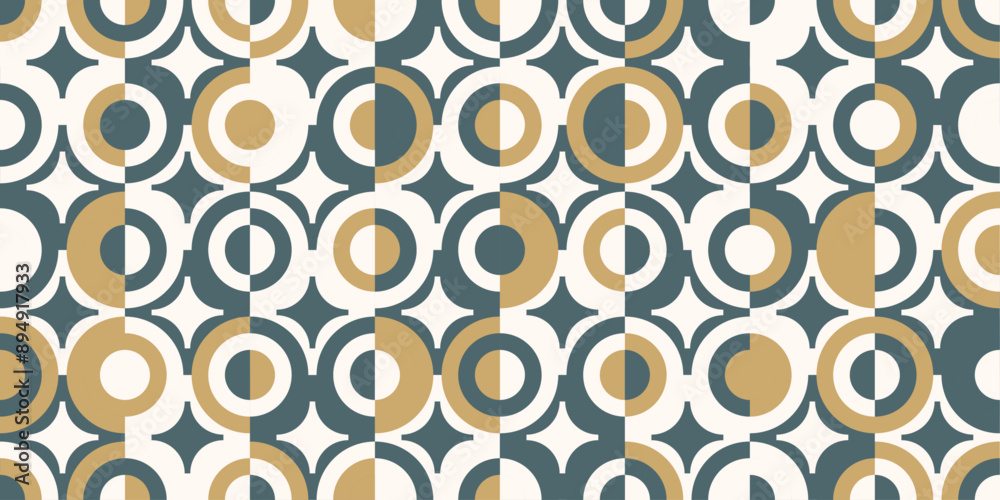 Aufkleber abstract stylish tiles made of minimal geometry. semicircles of the ring, divided by color, with rho