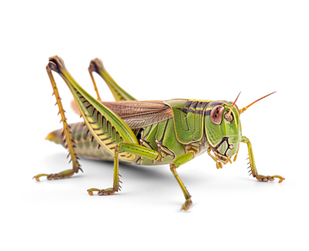 Green Grasshopper on isolated png background