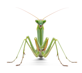 Front view of a Praying mantis on isolated background