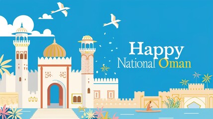 Oman National Day Celebration,Happy National Day November 18th.Vector Illustration