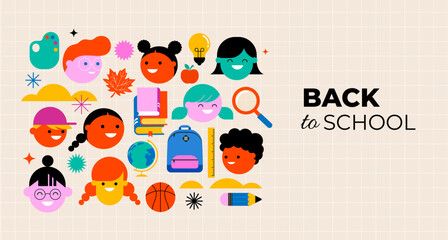 Back to school, geometrical modern style design. Back to school sale, promotion, poster and flyer. Vector illustration