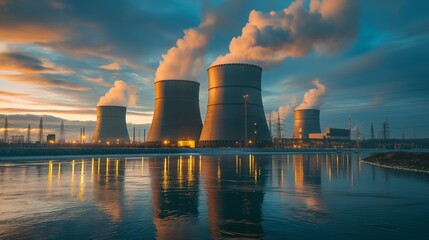 Obraz premium nuclear power plant with a containment building housing a nuclear reactor