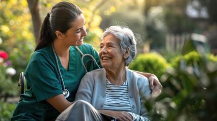 The nurse with elderly woman