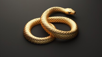 Obraz premium A gold snake is laying on a black background