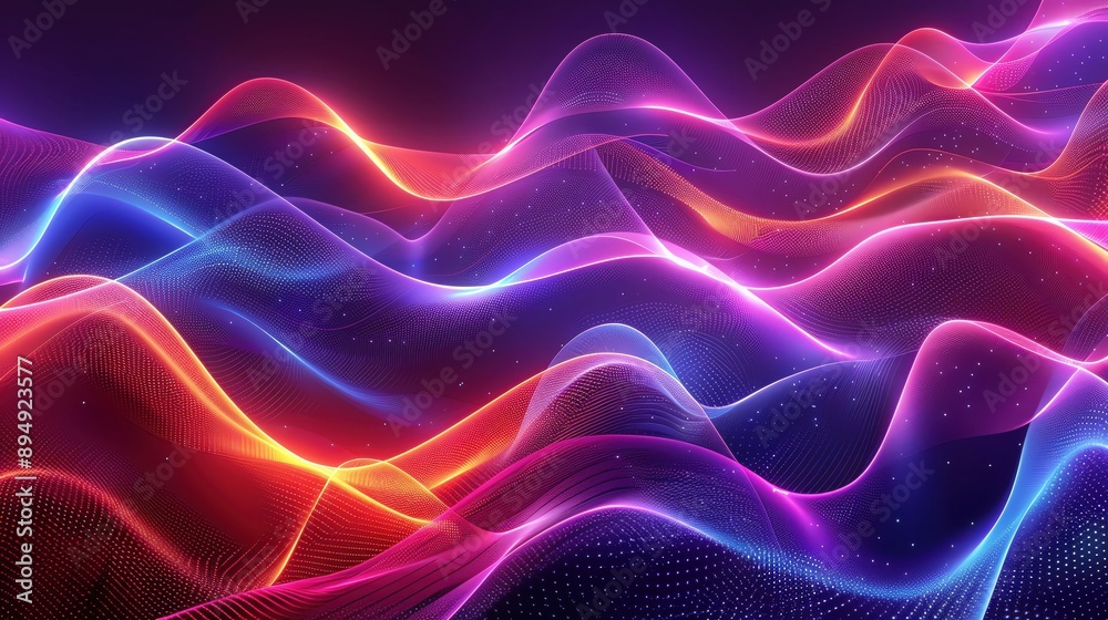 Poster dynamic waves of colorful light create a mesmerizing abstract background, perfect for design project