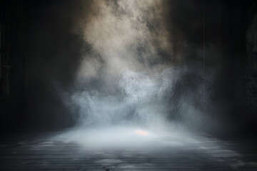 Fototapeta premium empty floor with smoke on dark background