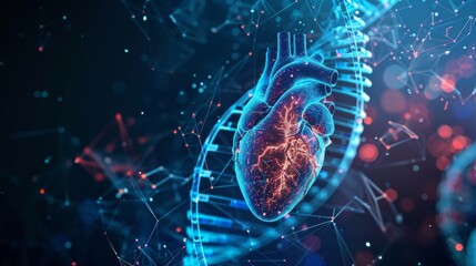 Human Heart and DNA: The Foundation of Life - A captivating image symbolizing the interconnectedness of the human heart and DNA, representing the foundation of life, genetic code, health
