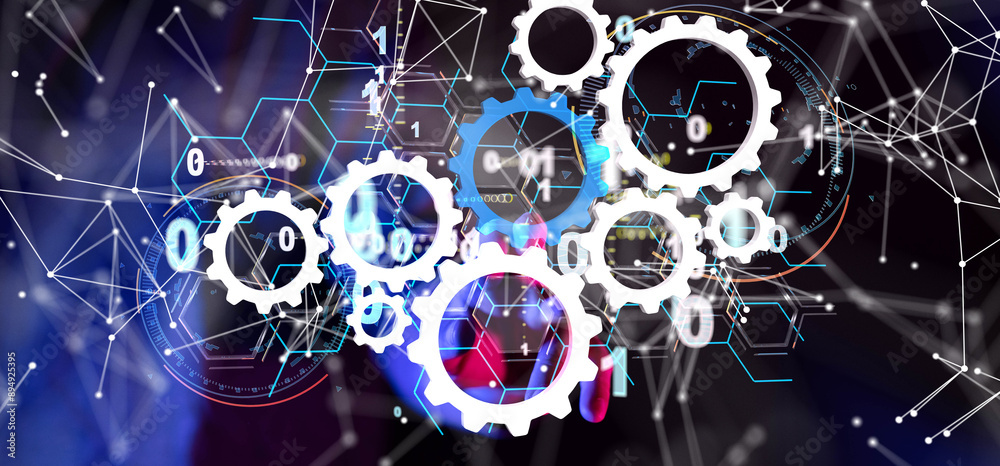 Aufkleber neural network 3d illustration. big data and cybersecurity