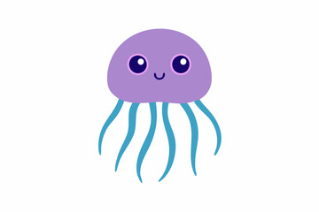 Naklejka premium Elegant vector illustration of a colourful jellyfish with intricate details, perfect for ocean-themed designs, posters, and educational materials. High-quality and versatile.
