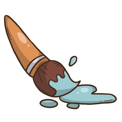 Brush with watercolor splash in back to school concept illustration