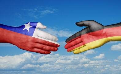 Germany and Chile country handshaking with flags, consensus concept international co-operation illustration