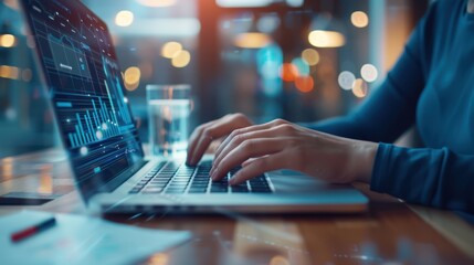 The hands typing on laptop